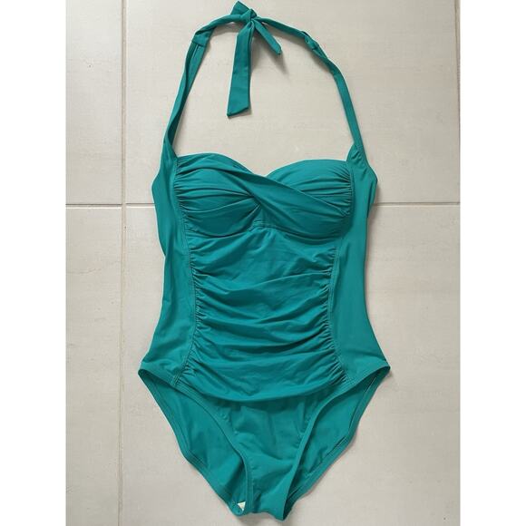 La Blanca Other - La Blanca Swim One Piece Halter Swimsuit Ruched Swimwear